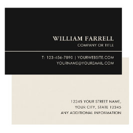 Professional Custom Business Card Black and Cream Visitenkarte