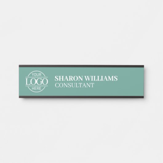 Professional Custom Business Logo Job Title Teal Türschild (Vorderseite )