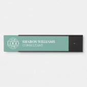 Professional Custom Business Logo Job Title Teal Türschild (Vorderseite )