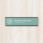 Professional Custom Business Logo Job Title Teal Türschild (Vorderseite )