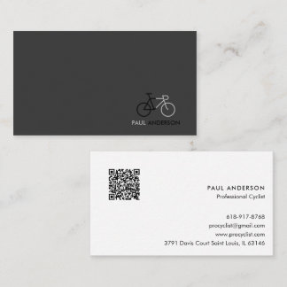 Professional Cyclist Black & White QR Code Visitenkarte