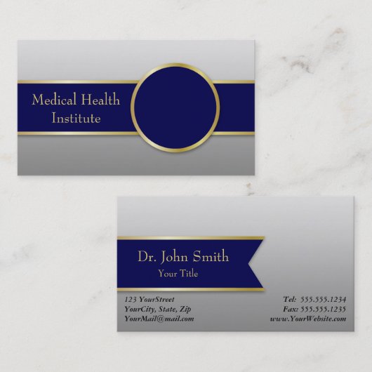 Professional Dark Blue Gold Rim Elegant Visitenkarte (Vorne/Hinten)