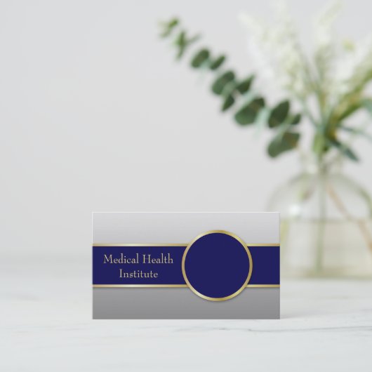 Professional Dark Blue Gold Rim Elegant Visitenkarte (Stehend Vorderseite)