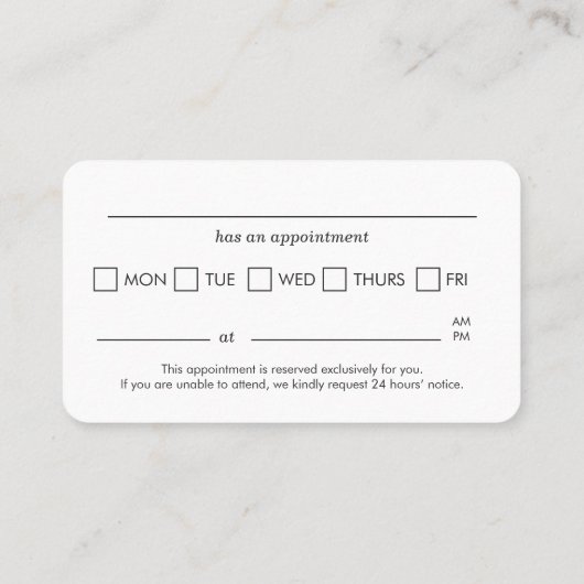 Professional Dental Appointment Reminder Visitenkarte (Rückseite)