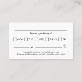 Professional Dental Visit Appointment Reminder Visitenkarte (Rückseite)