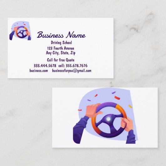 Professional Driving School Instructors  Visitenkarte (Vorne/Hinten)