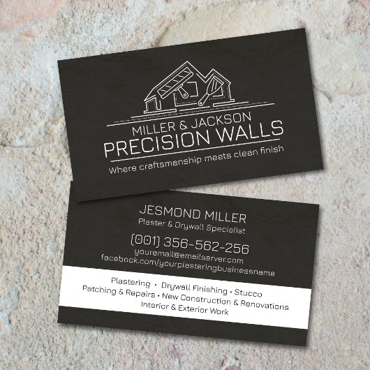 Professional Drywall Plastering Line Art  Visitenkarte