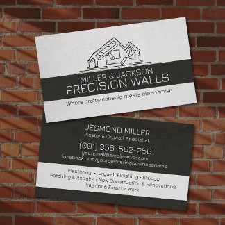 Professional Drywall Plastering Line Art  Visitenkarte