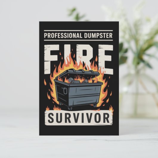Professional Dumpster Fire Survivor Funny Work  Einladung (Stehend Vorderseite)