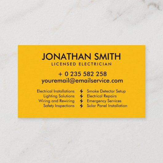 Professional Electrical Contractor - Electrician Visitenkarte (Rückseite)