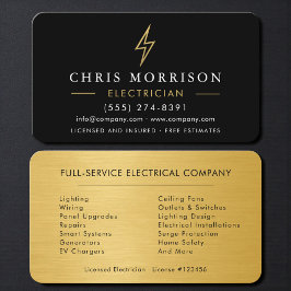 Professional Electrician Contractor Black & Gold Visitenkarte