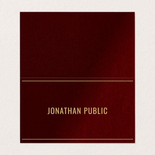 Professional Elegant Folded Bordeaux And Gold Visitenkarten (Außenseite Aufgefaltet)