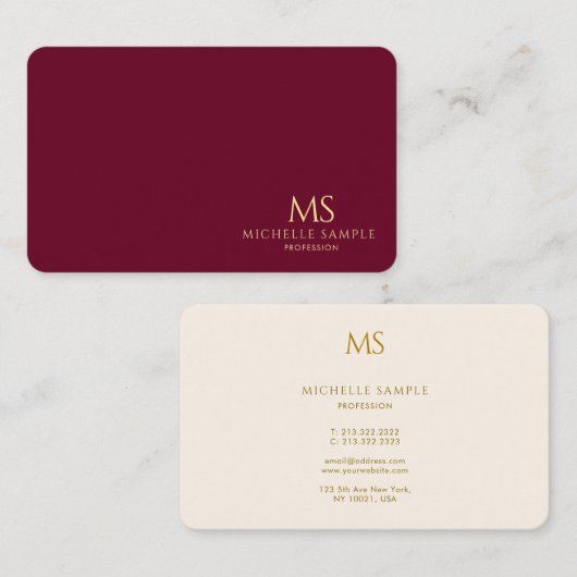 Professional Elegant Gold Text Monogram Luxe Silk Visitenkarte (Vorne/Hinten)