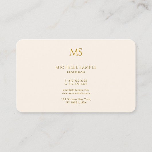 Professional Elegant Gold Text Monogram Luxe Silk Visitenkarte (Rückseite)