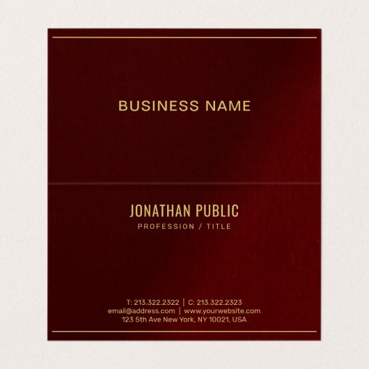 Professional Elegant Template Folded Gold Text Visitenkarten (Innenseite Aufgefaltet)