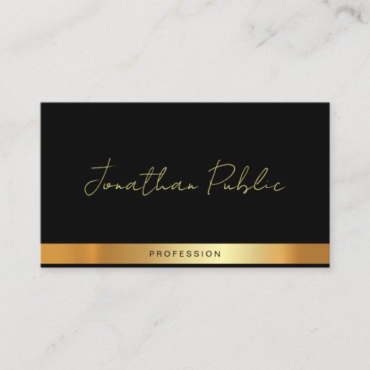 Professional Elegant Typography Name Black Gold Visitenkarte (Vorderseite)