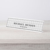 Professional Executive Black Gray Minimalist Schreibtischnamensplakette (Vorderseite )