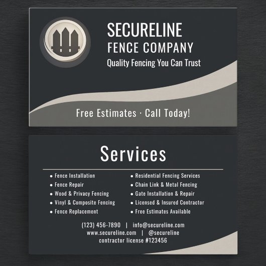 Professional Fencing Fence Builder Repair Company Visitenkarte