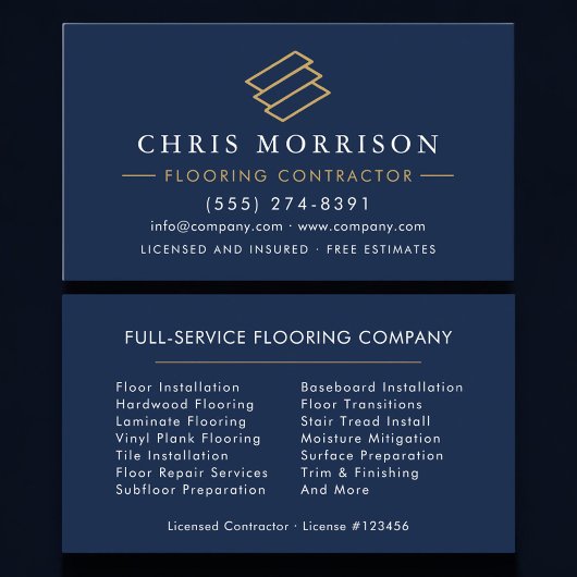 Professional Flooring Service Wood Tile Contractor Visitenkarte