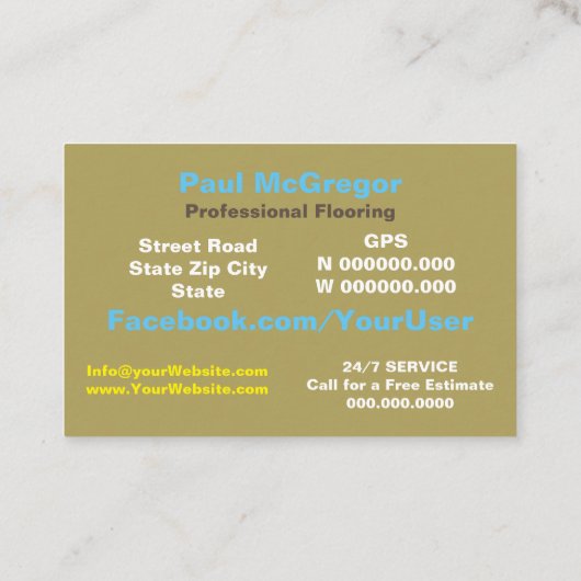 Professional Flooring Visitenkarte (Rückseite)