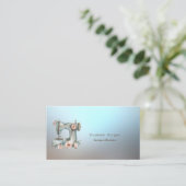 Professional Floral Sewing Machine Blue Visitenkarte (Stehend Vorderseite)