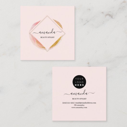 Professional Frame Beauty Studio Logo Makeup Body Quadratische Visitenkarte (Vorne/Hinten)
