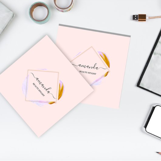 Professional Framed Gold Beauty Studio Logo Rose Quadratische Visitenkarte