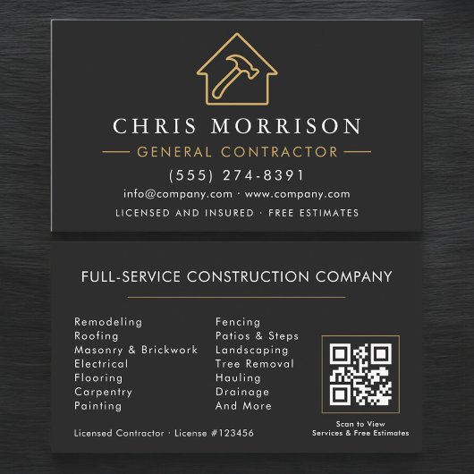 Professional General Contractor QR Code  Visitenkarte