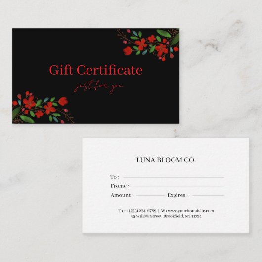 Professional Gift Certificates for Small Businesse Visitenkarte (Vorne/Hinten)