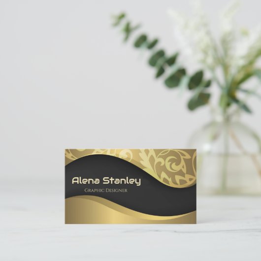 Professional Gold Black Classy Visitenkarte (Stehend Vorderseite)