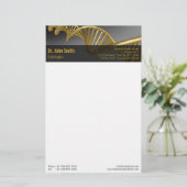Professional Gold DNA Strand Luxury Medical Briefpapier (Stehend Vorderseite)