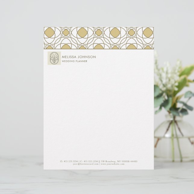 Professional Gold Geometric Letterhead Briefbogen (Stehend Vorderseite)