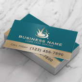 Professional Gold Lawn Care Logo Teal Landscaping Visitenkarte
