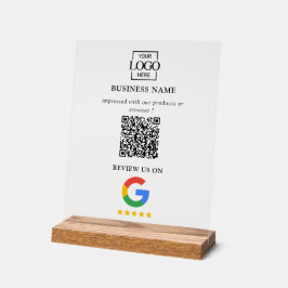 Professional Google Reviews QR Code Business Logo Acrylschild