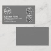 Professional Gray Logo QR Code Modern Visitenkarte (Vorne/Hinten)