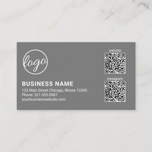 Professional Gray Logo QR Code Modern Visitenkarte (Vorderseite)