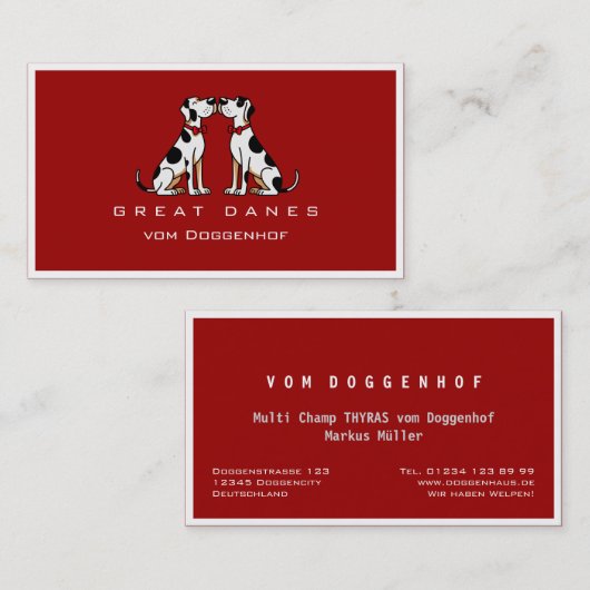 Professional Great Dane Visitenkarte (Vorne/Hinten)