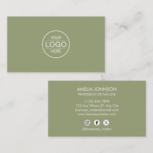 Professional Green Add your Logo Visitenkarte (Vorne/Hinten)