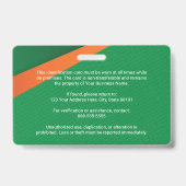 Professional Green Staff ID Badge Ausweis (Back)