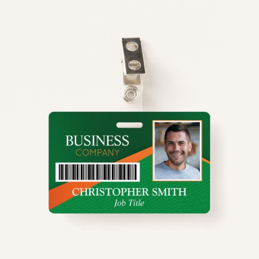 Professional Green Staff ID Badge Ausweis (Vorderseite mit Klammer)