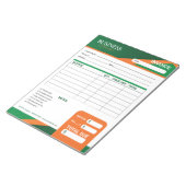 Professional Green with Orange Stripe Invoice Form Notizblock (angewinkelt)