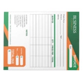 Professional Green with Orange Stripe Invoice Form Notizblock (Vorderseite)