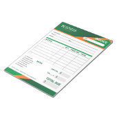 Professional Green with Orange Stripe Invoice Form Notizblock (angewinkelt)