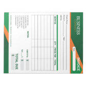 Professional Green with Orange Stripe Invoice Form Notizblock (Vorderseite)