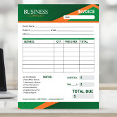 Professional Green with Orange Stripe Invoice Form Notizblock