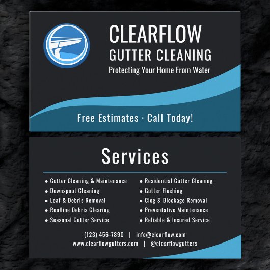 Professional Gutter Cleaning Service Company Visitenkarte