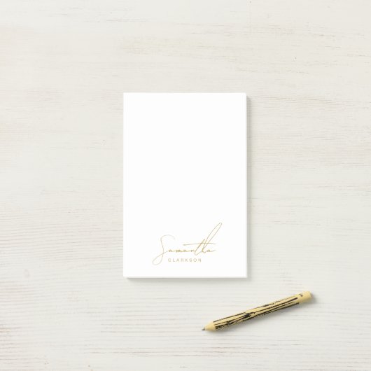 Professional Handwritten Gold Script Typography Post-it Klebezettel (Auf Schreibtisch)