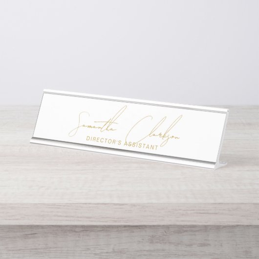 Professional Handwritten Gold Script Typography Schreibtischnamensplakette (Vorderseite )
