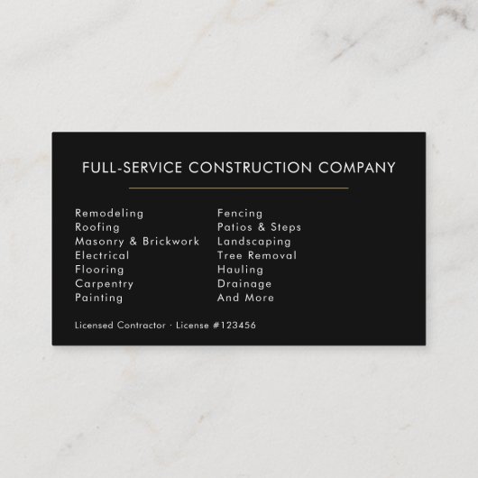 Professional Handyman & Builder Visitenkarte (Rückseite)