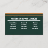 Professional Handyman Modern Forest Green & Copper Visitenkarte (Rückseite)